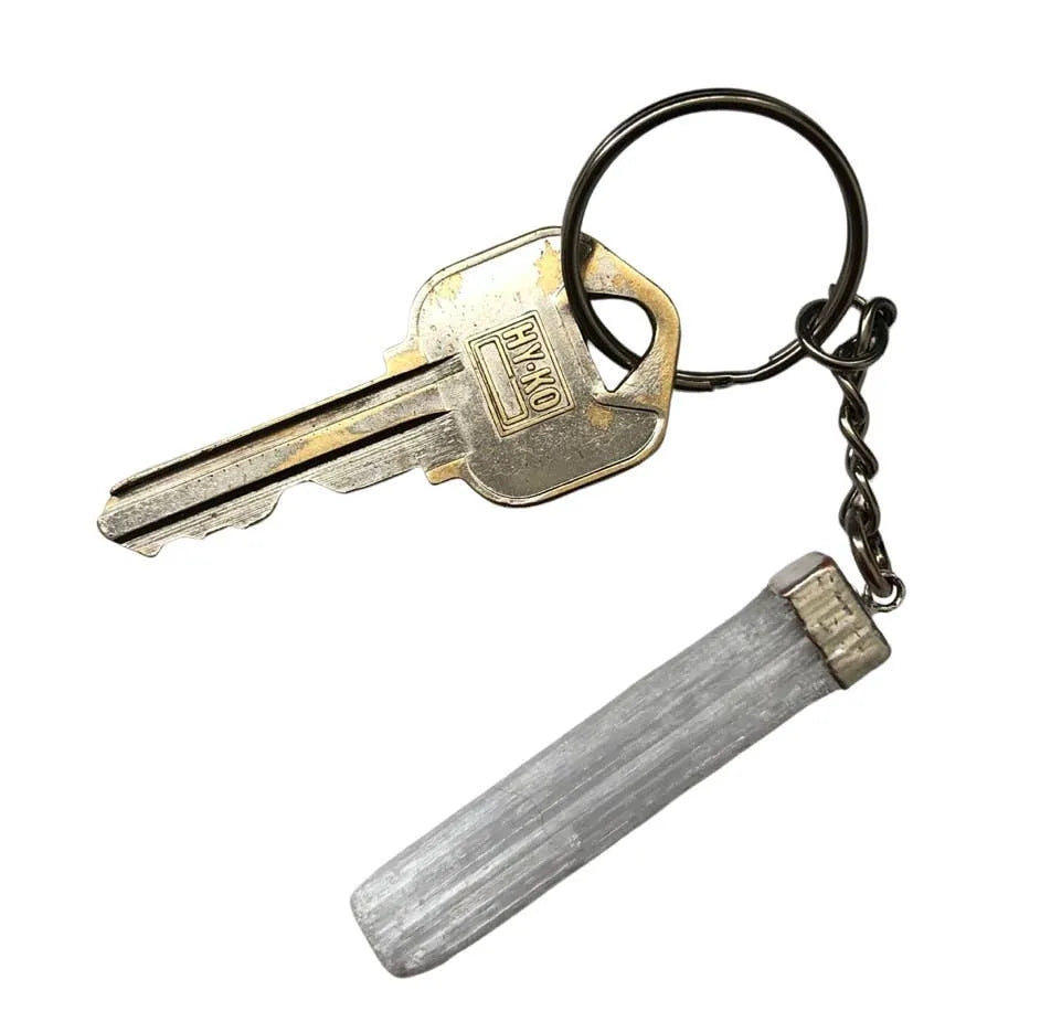 'HOME SWEET HOME’ Blue Sage Smudge + Selenite Keychain 4"