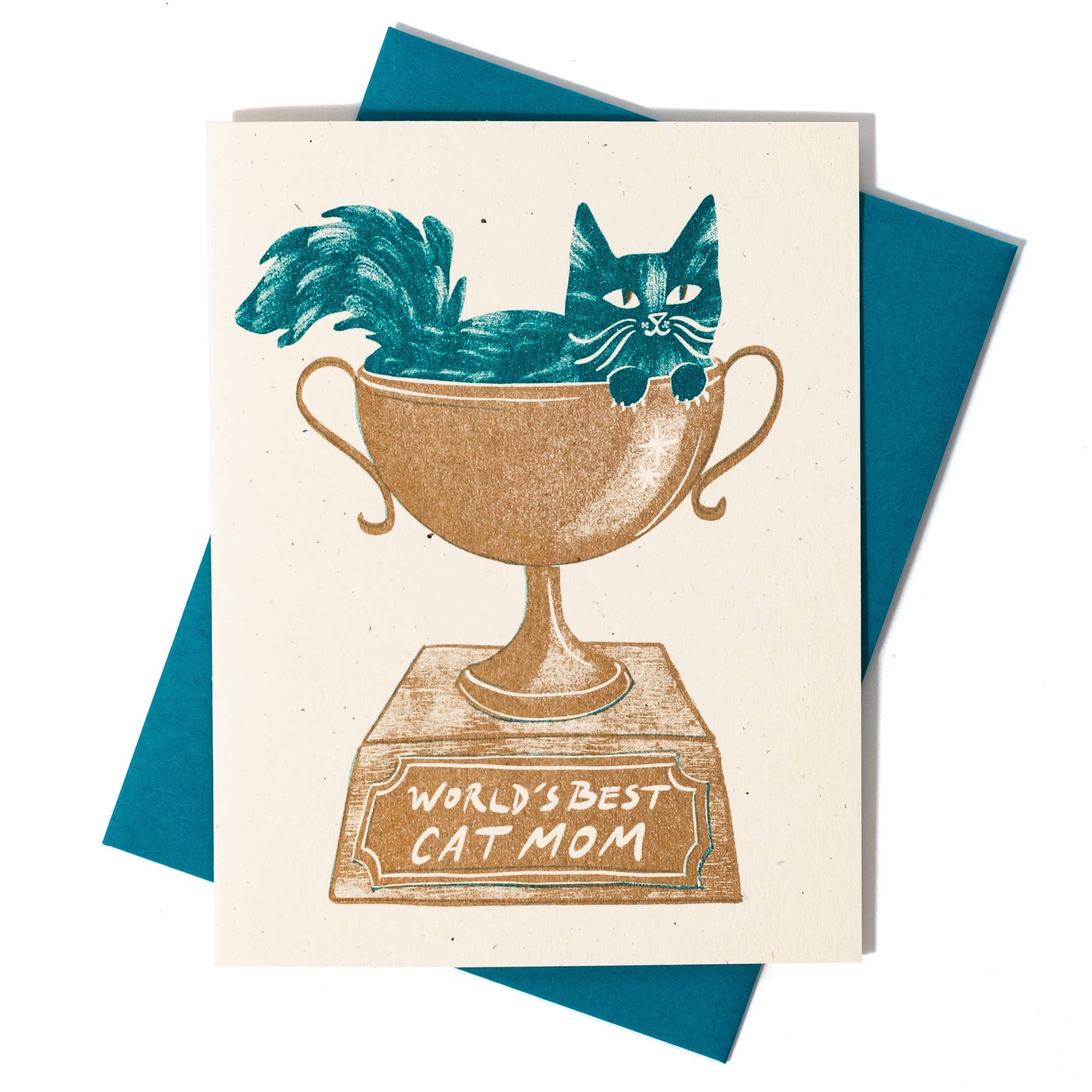 World's Best Cat Mom Trophy Greeting Card