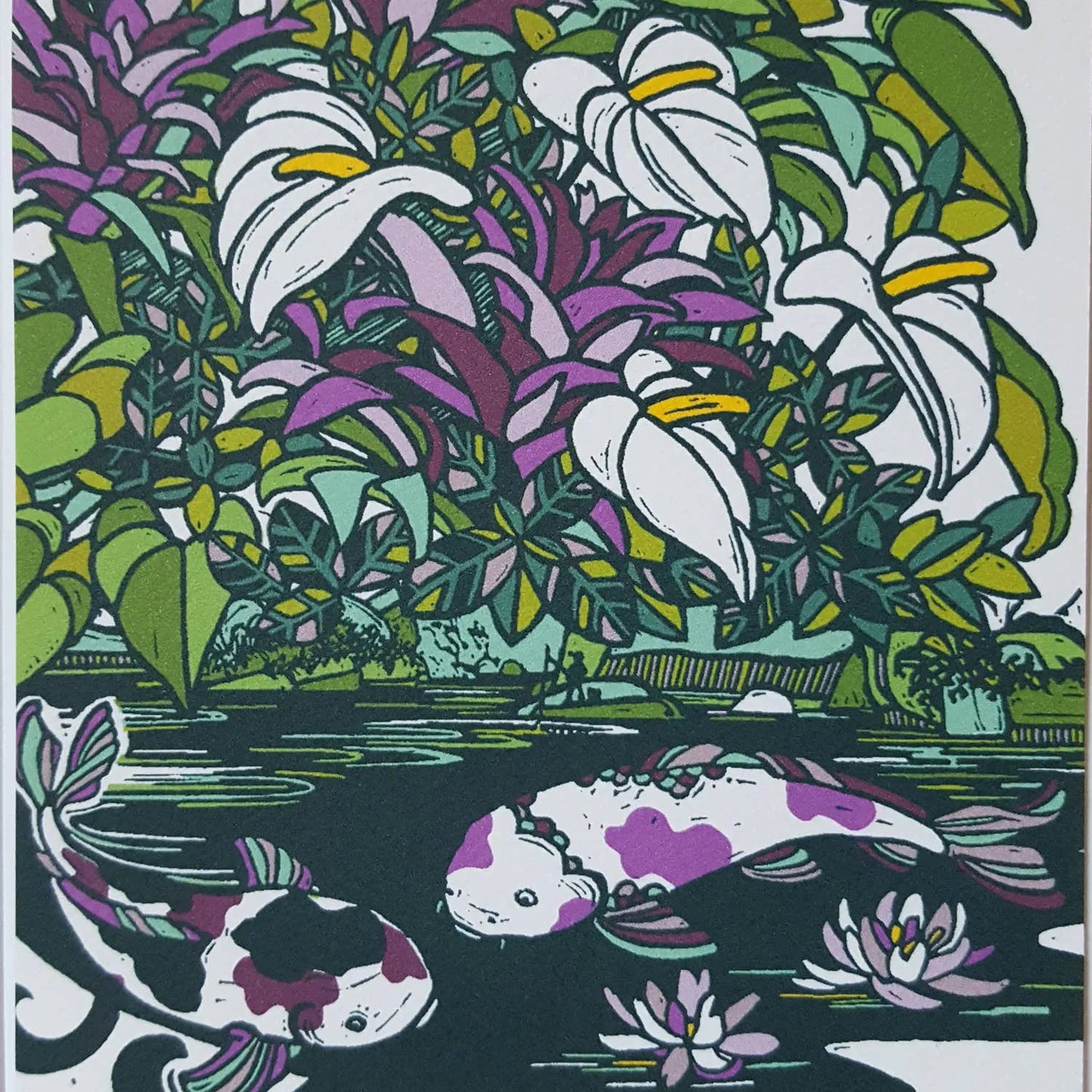 Tropical Wild Lily Fishing Blank Note Card