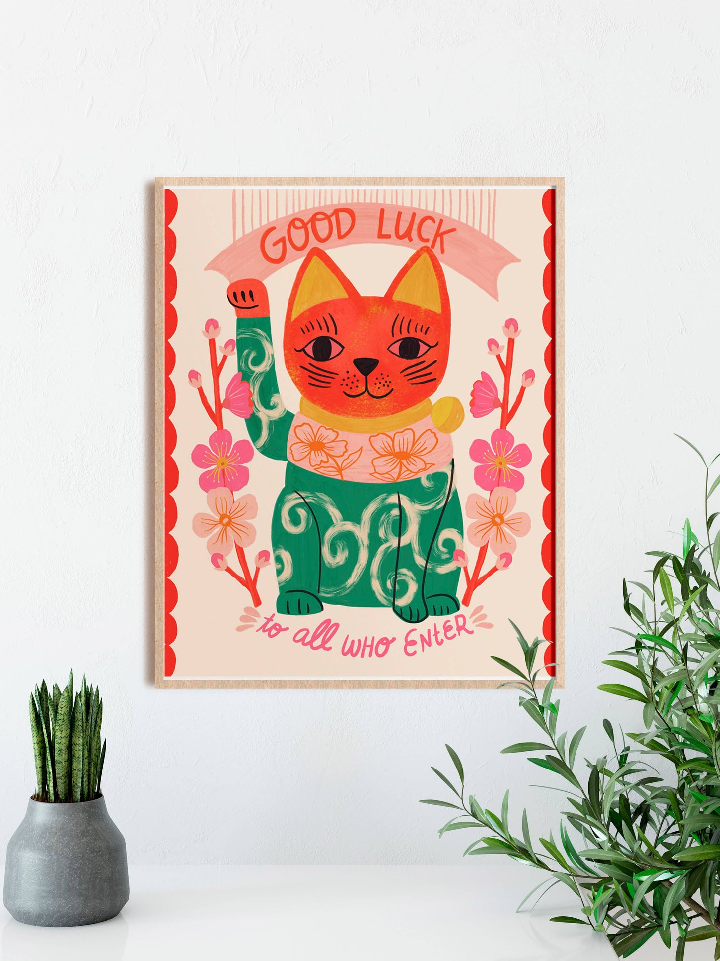 Japanese Lucky Cat Art Print