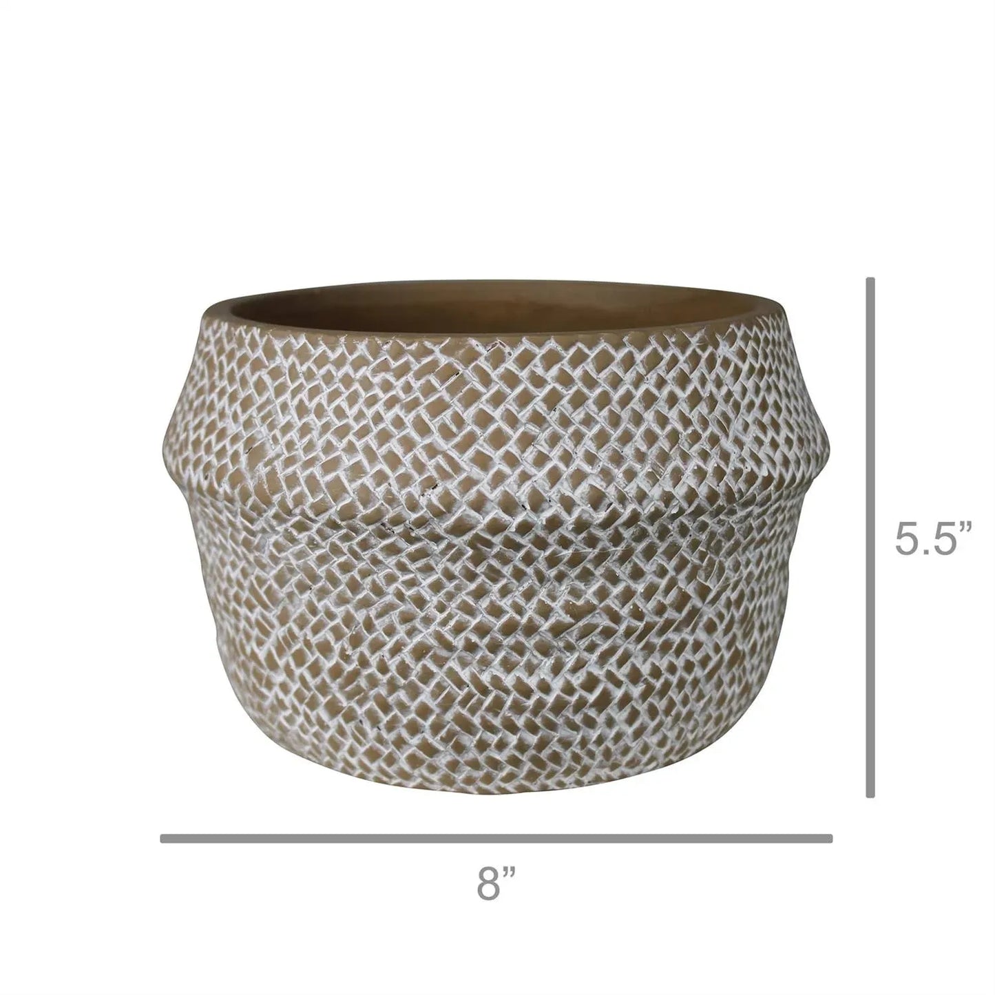 Medina Basket Cachepot, Cement - Lrg