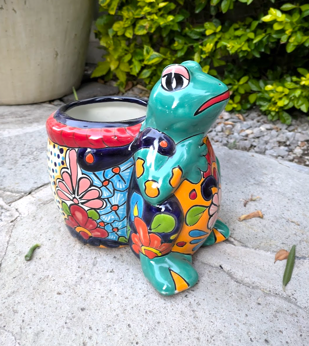 Mexican Talavera Frog with Bag
