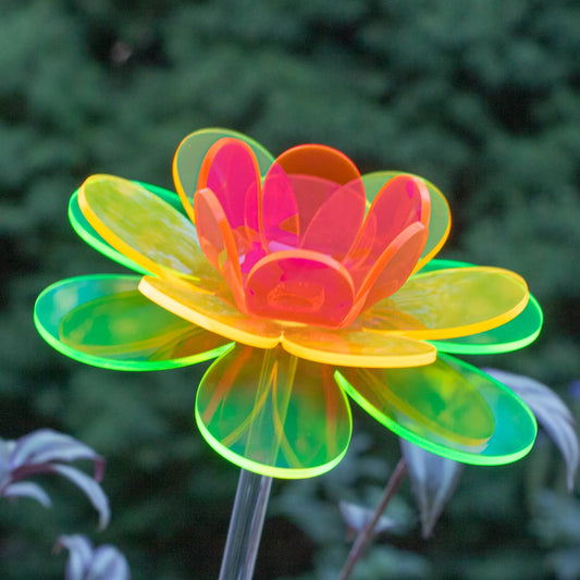 Neon rainbow flower stake | Cosmos Lotus handmade gifts