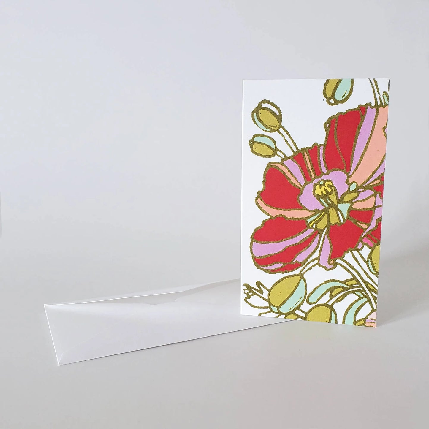 Yellow & Pink Poppy Mini Note Card Set of 8 Gift Tags