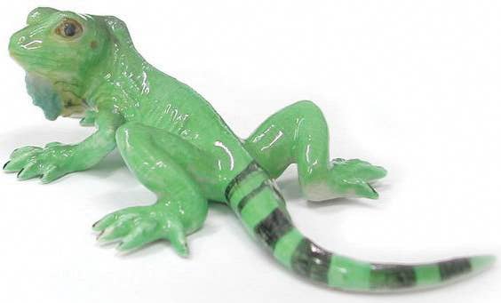 Porcelain Green Iguana Figurine