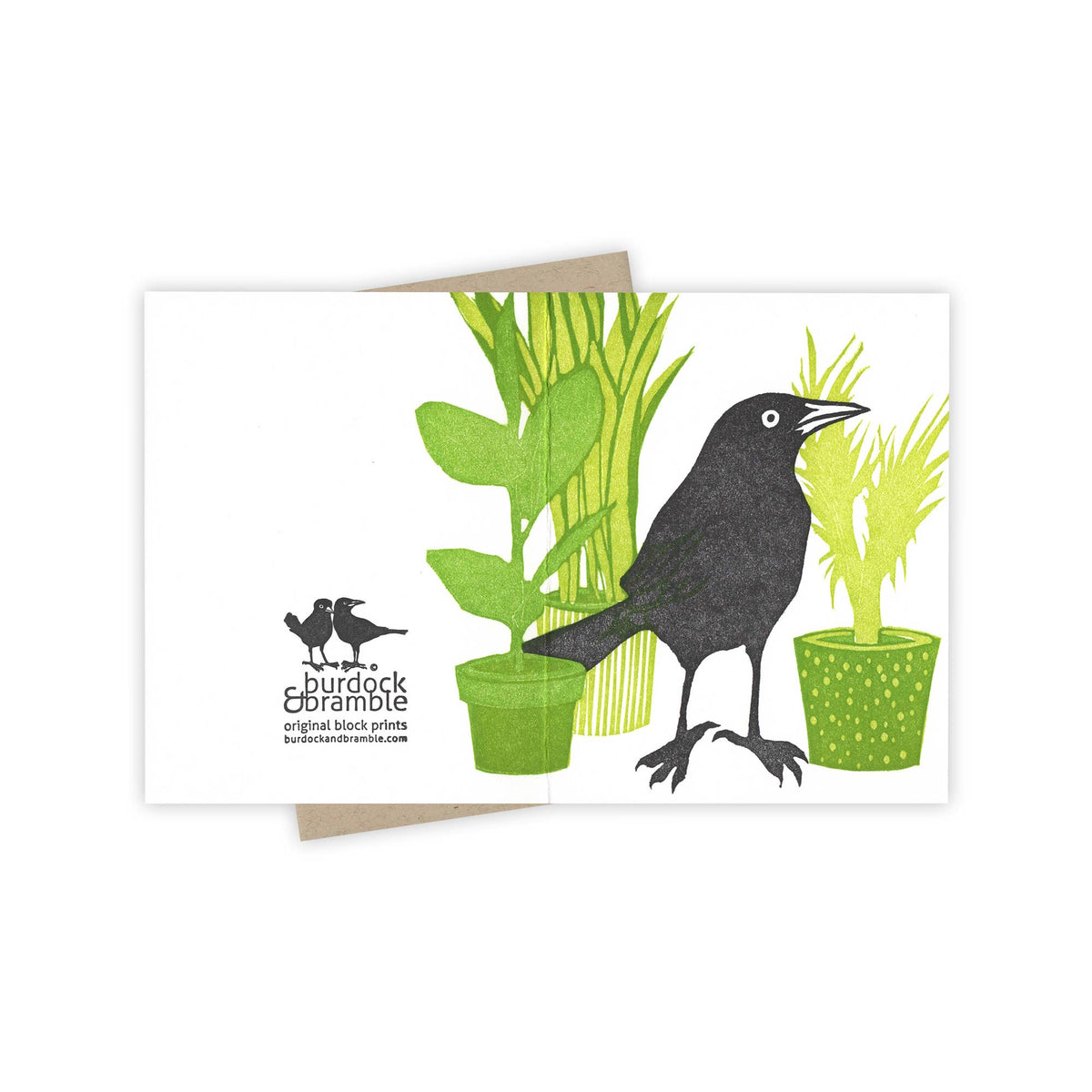 Houseplant Grackle Letterpress Greeting Card