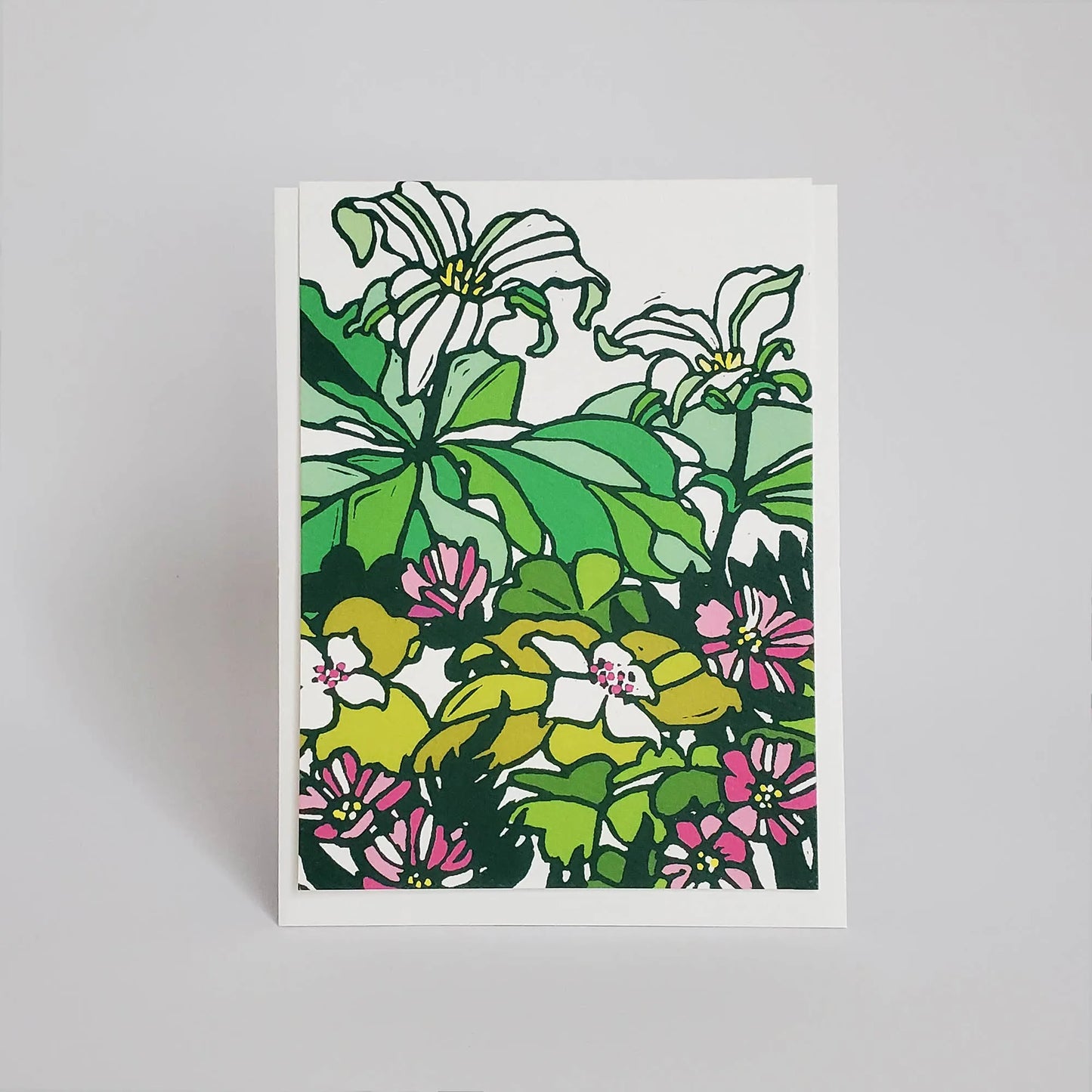 Botanical Spring Trillium Blank Greeting Card