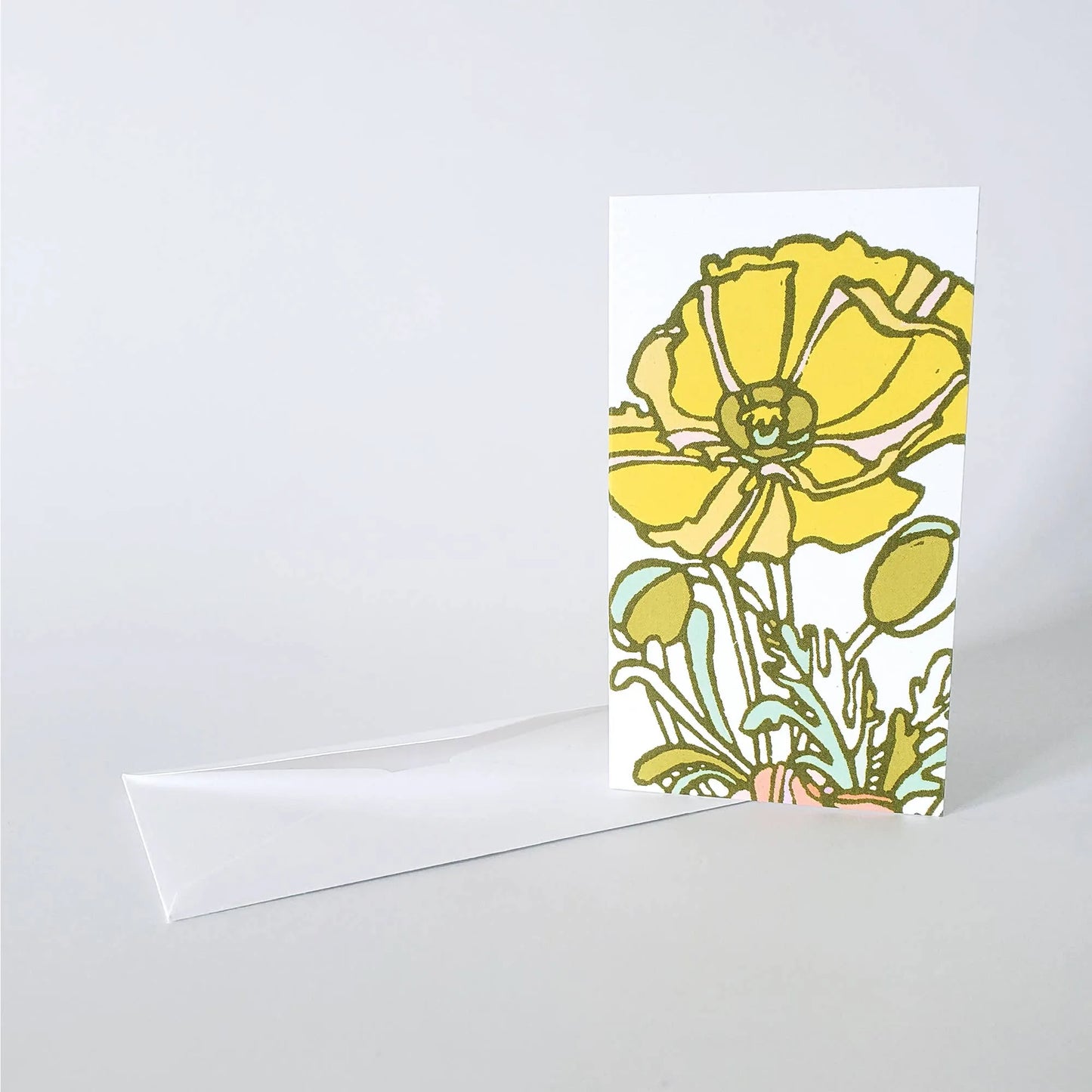 Yellow & Pink Poppy Mini Note Card Set of 8 Gift Tags