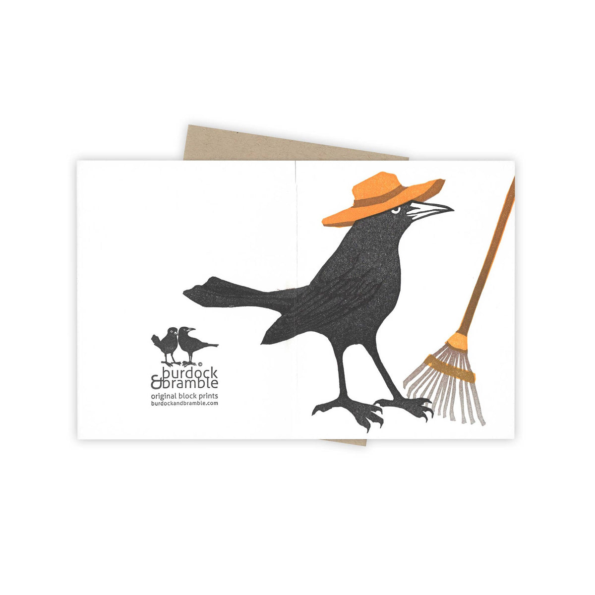 Raking It In Grackle Letterpress Greeting Card