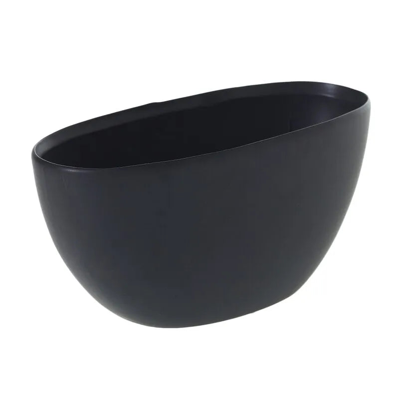 Modern matte black oval planter pot, medium size, ideal for houseplants or succulent displays