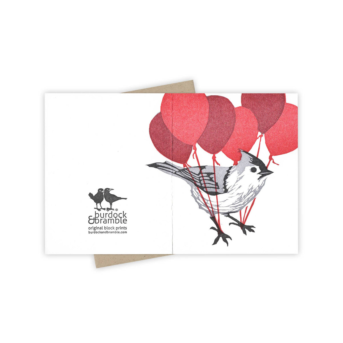 Up and Away Titmouse Letterpress Greeting Card