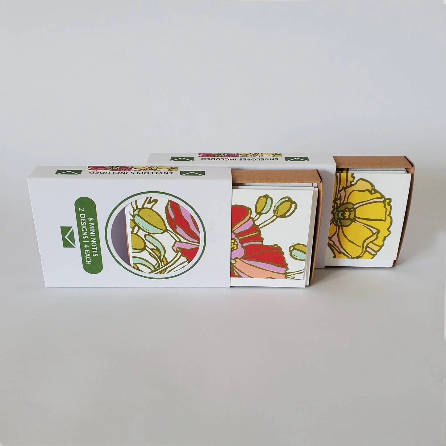 Yellow & Pink Poppy Mini Note Card Set of 8 Gift Tags