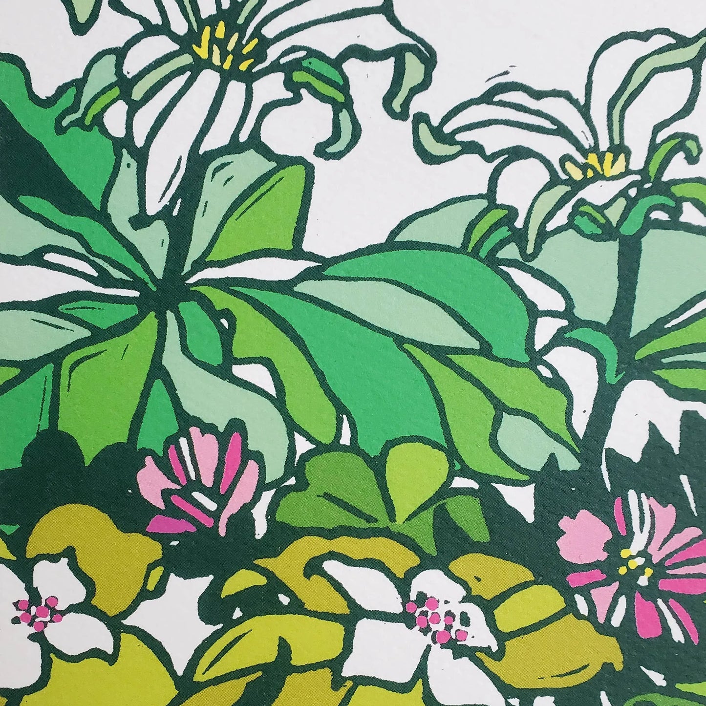 Botanical Spring Trillium Blank Greeting Card