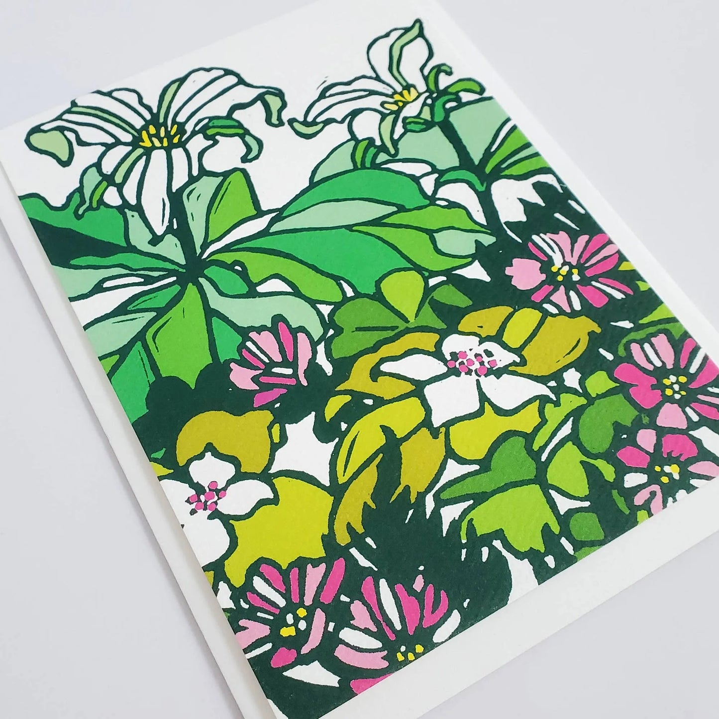 Botanical Spring Trillium Blank Greeting Card
