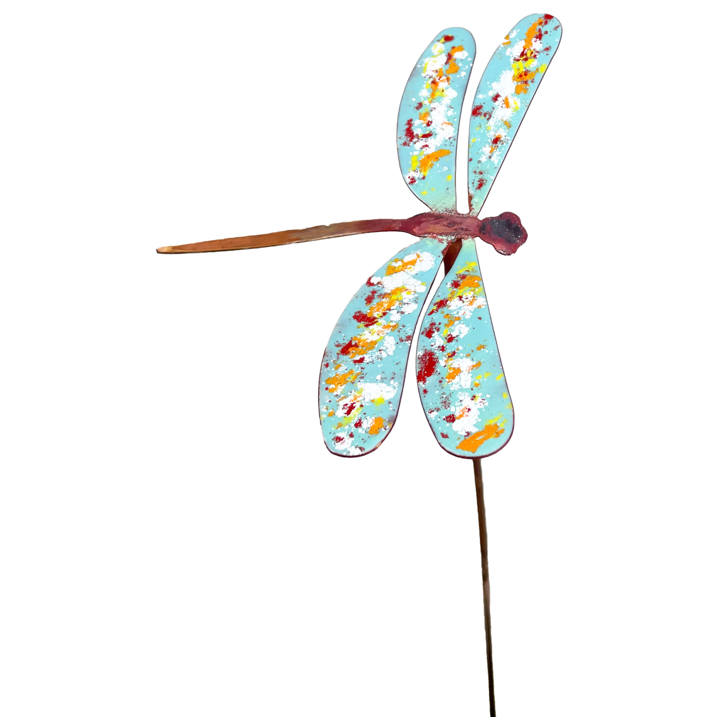 Copper Enamel Dragonfly Garden Stake
