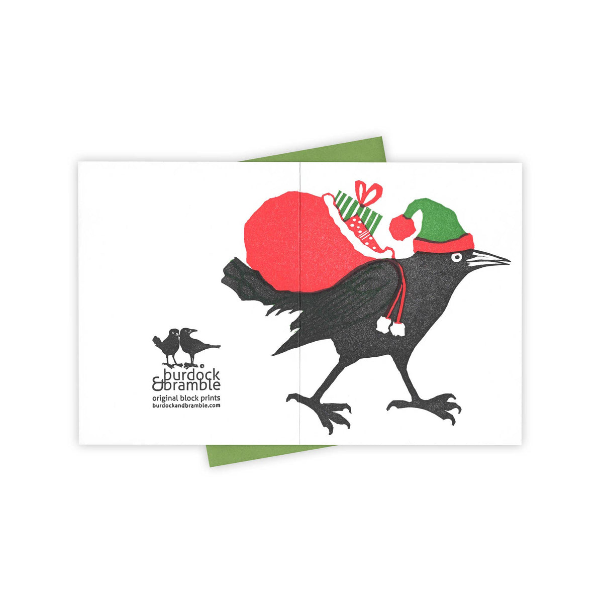 Jingle All the Way Grackle Letterpress Holiday Greeting Card