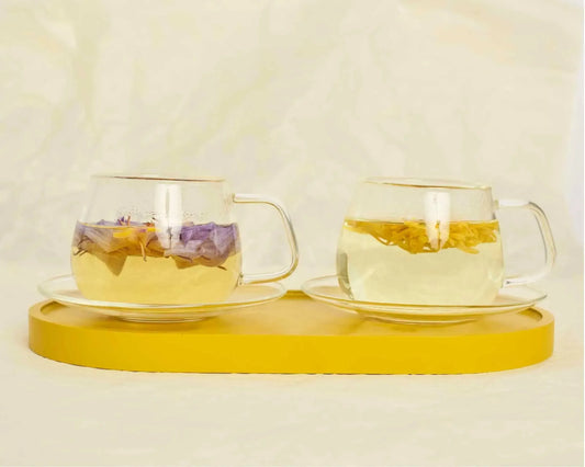 Glass cup + saucer set