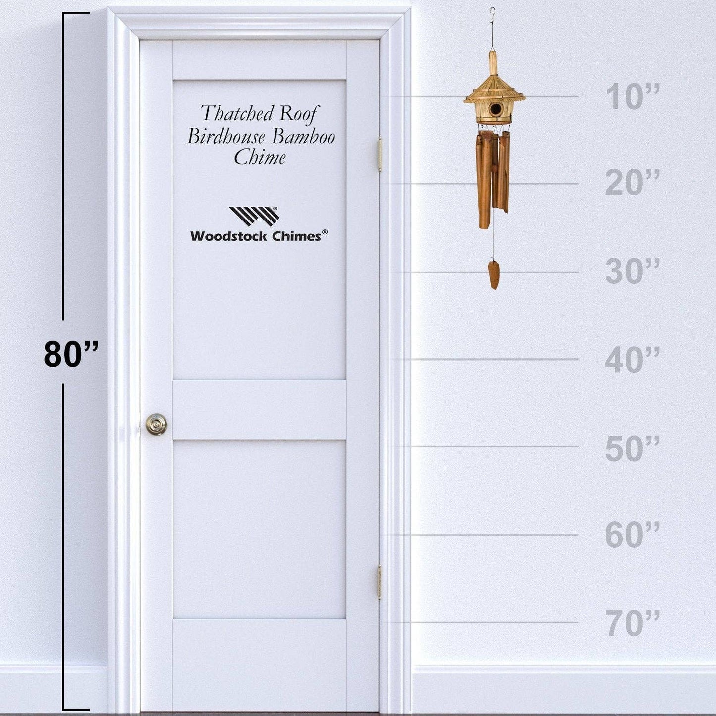 32 in. Woodstock Thatched Roof Birdhouse Bamboo Chime