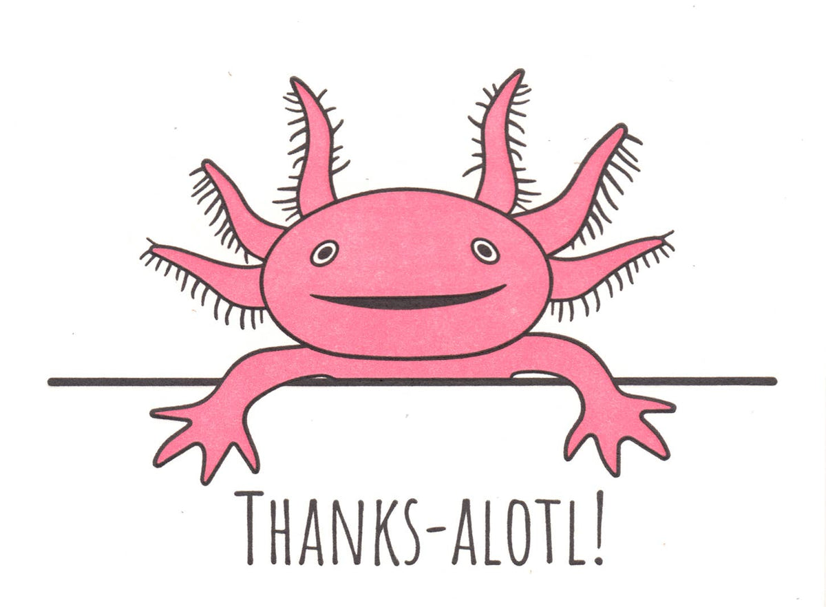 Axolotl Thanks Letterpress Thank You Greeting Card