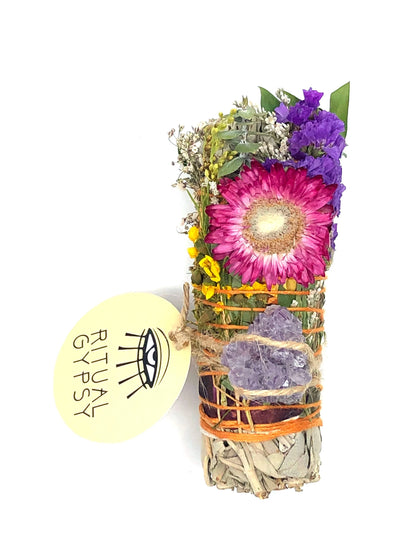Ritual Wand + Amethyst I White Sage Smudge Stick
