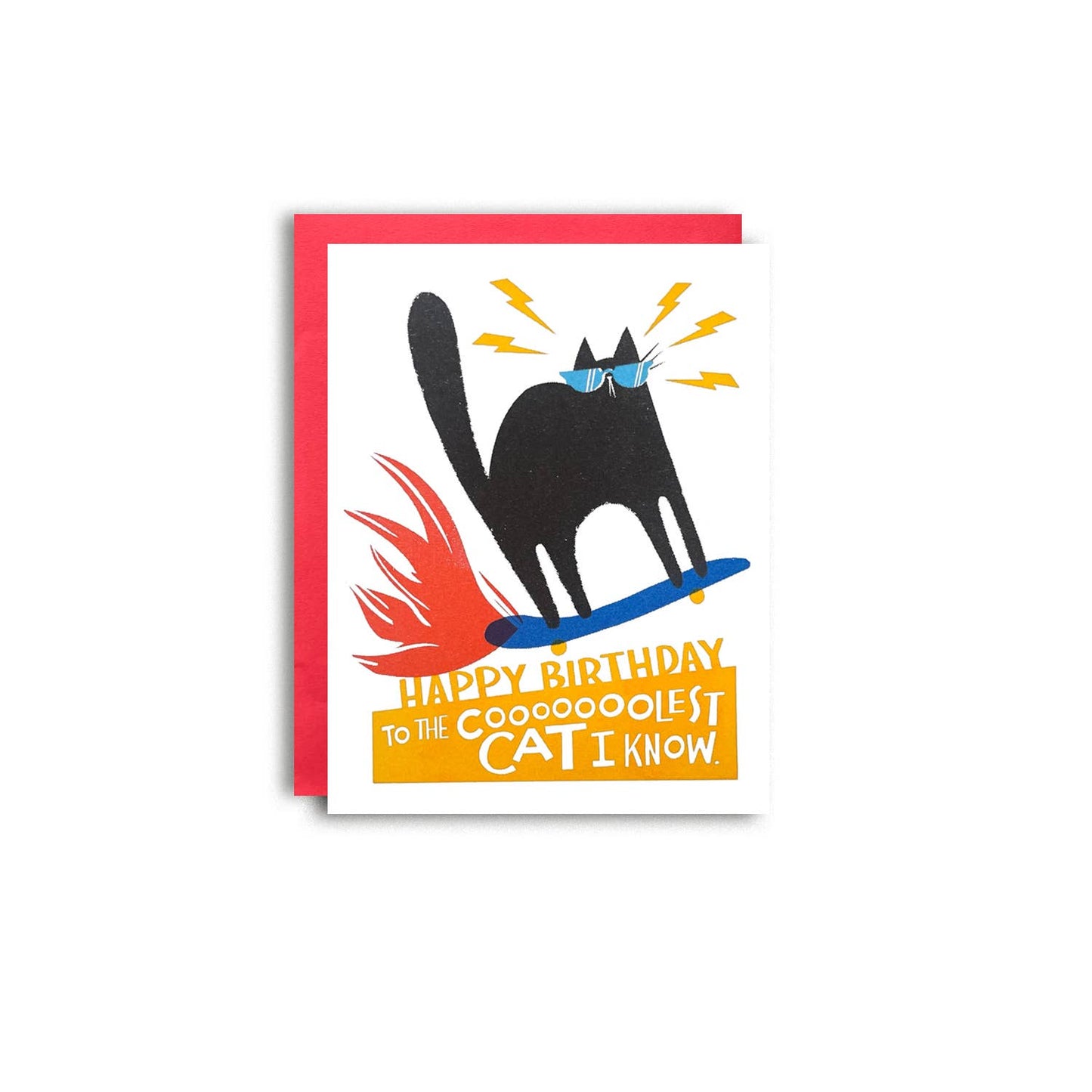 Cool Skateboard Cat Birthday Card