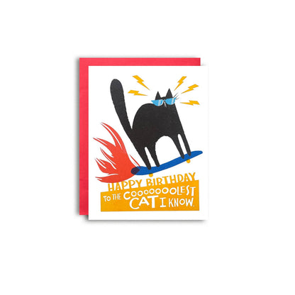 Cool Skateboard Cat Birthday Card