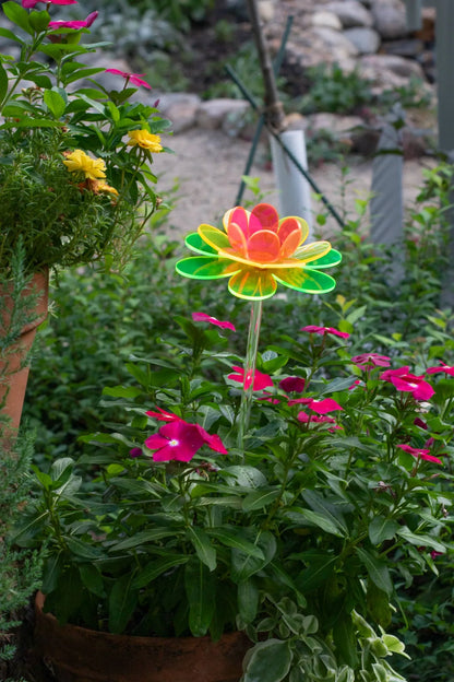 Neon rainbow flower stake | Cosmos Lotus handmade gifts