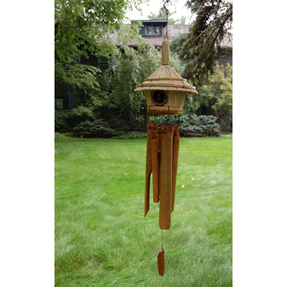 32 in. Woodstock Thatched Roof Birdhouse Bamboo Chime