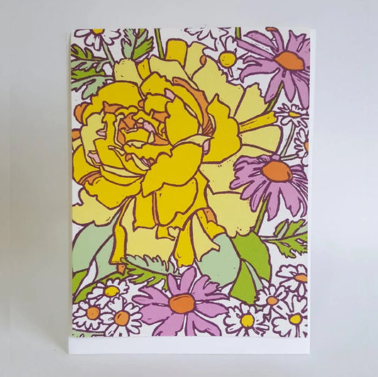 Botanical Yellow Rose Blank Greeting Card