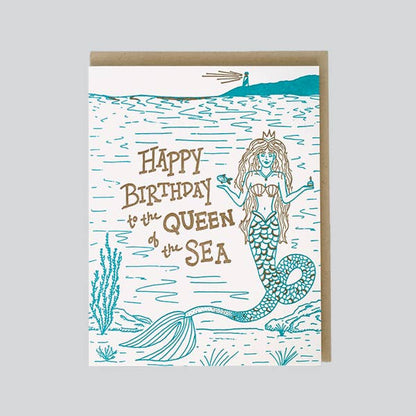 The Queen of the Sea Letterpress Birthday Card