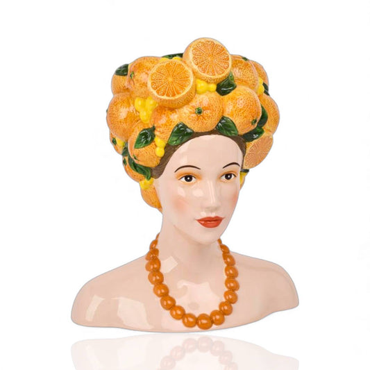 Orange Lady Head Vase