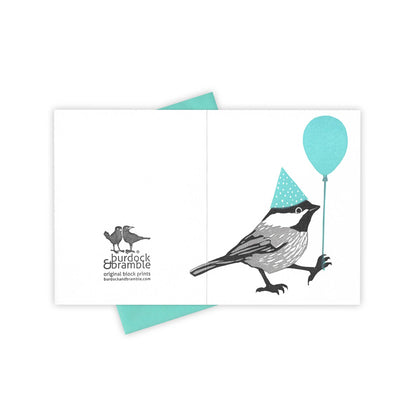 First Guest Chickadee Letterpress Birthday Greeting Card