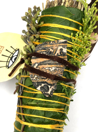 'Fear Not' Desert Sage Smudge + Leopardskin Jasper 4"