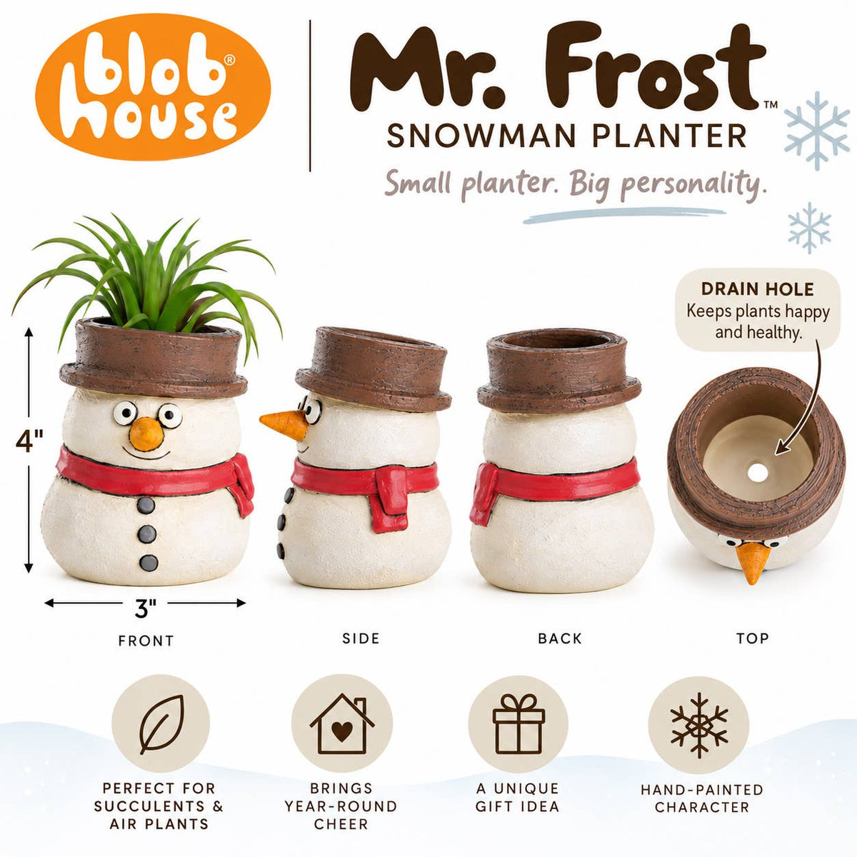 Mr. Frost the Snowman Blobhouse Planter
