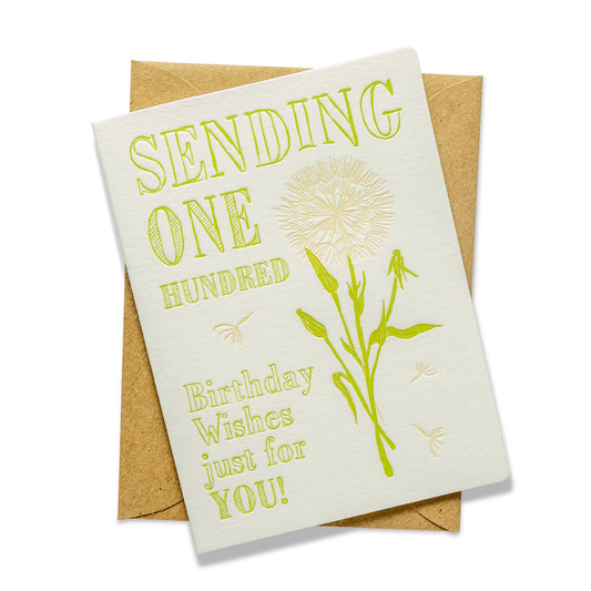 Dandelion Letterpress Birthday Card