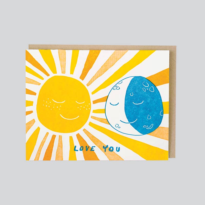 Sun and Moon Love Letterpress Greeting Card