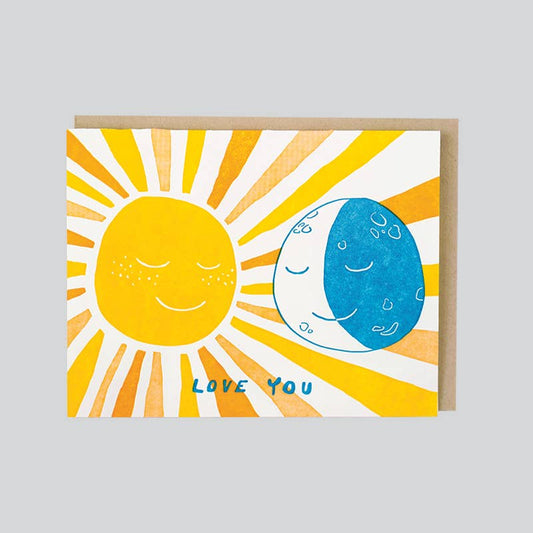 Sun and Moon Love Letterpress Greeting Card