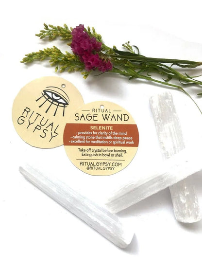 Ritual Wand + Selenite I White Sage Smudge Stick