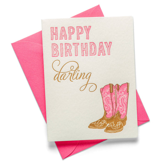 Happy Birthday Darling Letterpress Birthday Card