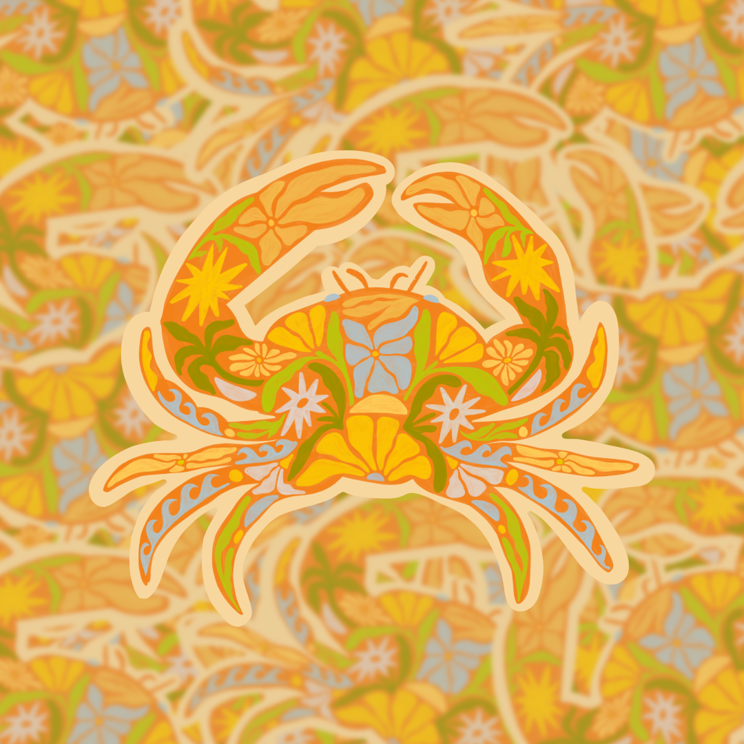 Floral Crab Sticker