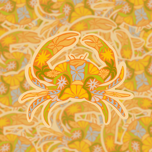 Floral Crab Sticker