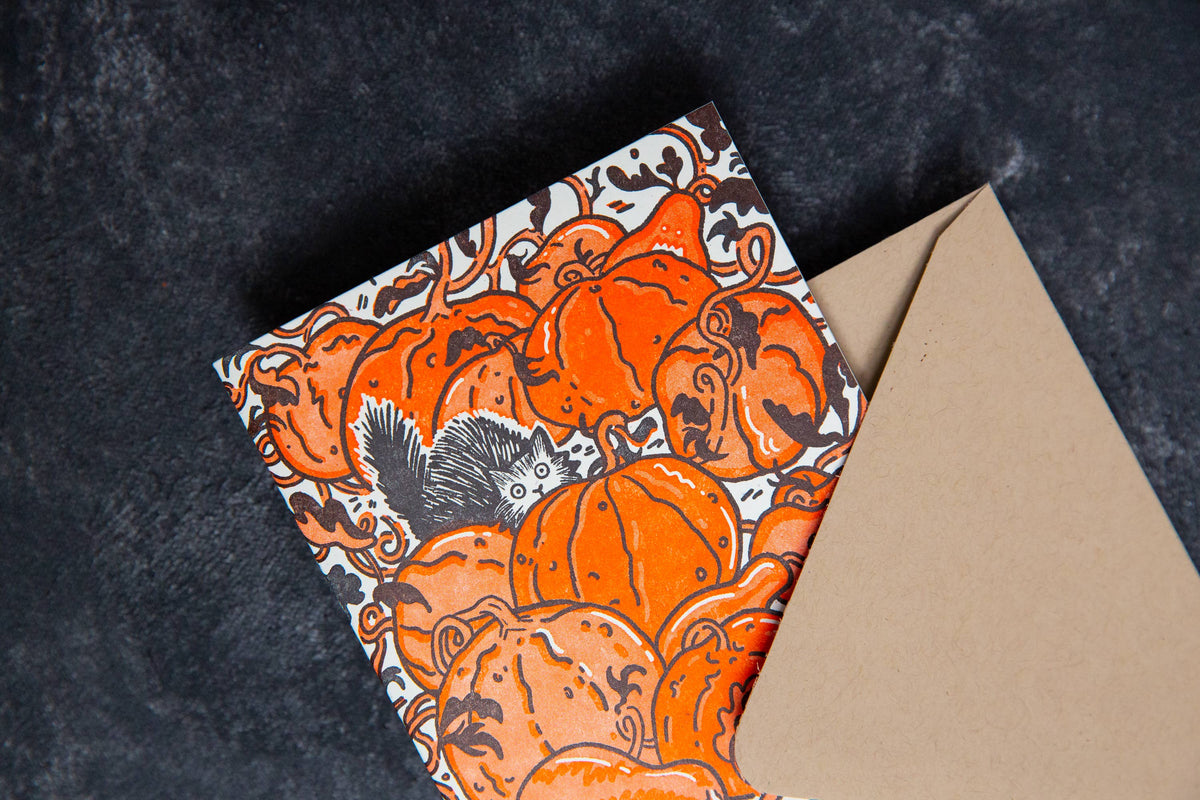 Scaredy Cat Letterpress Halloween Greeting Card