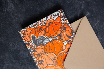 Scaredy Cat Letterpress Halloween Greeting Card