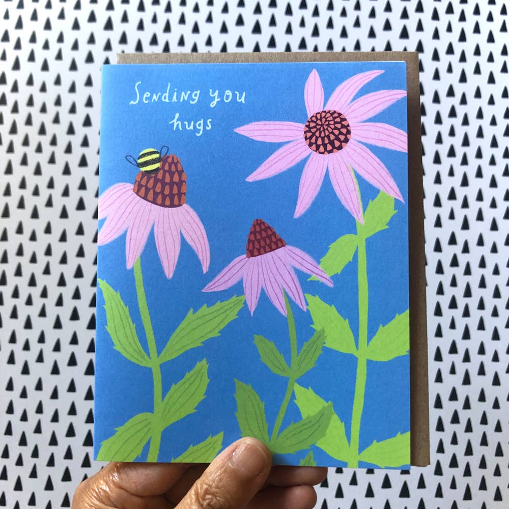 Echinacea Sending Hugs Encouragement Greeting Card