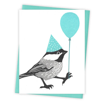 First Guest Chickadee Letterpress Birthday Greeting Card
