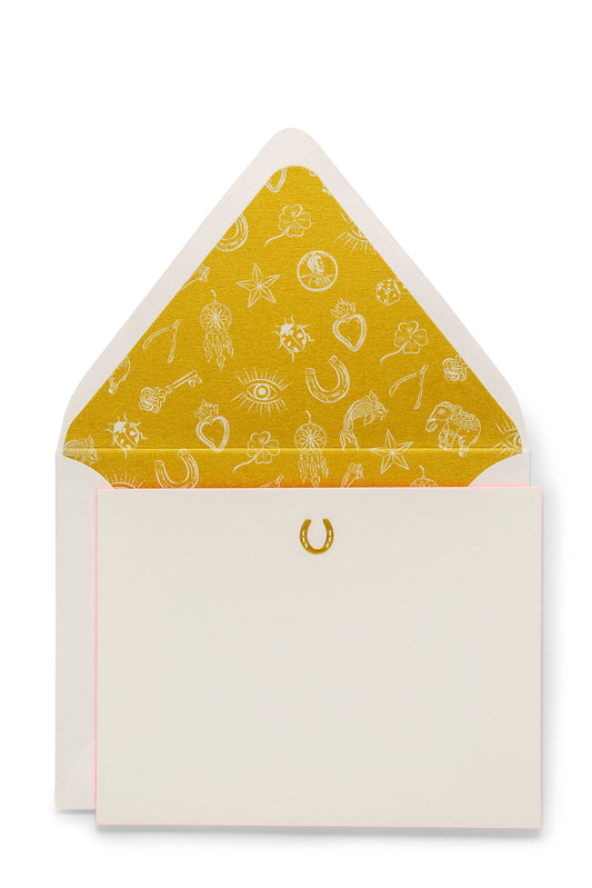 Horseshoe Fancy Pants Engraved Flat Notecard Set