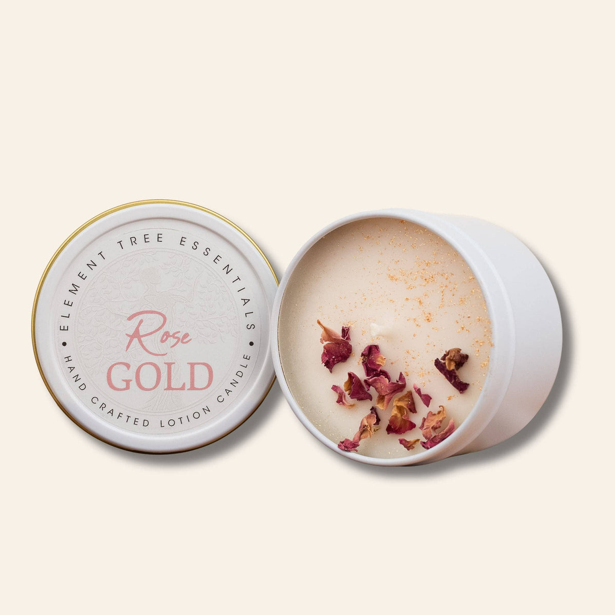 Element Tree Essentials Rose Gold Amber Glass Lotion Candle