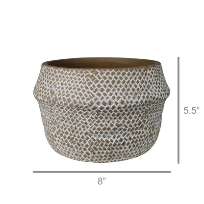 Medina Basket Cachepot, Cement - Lrg