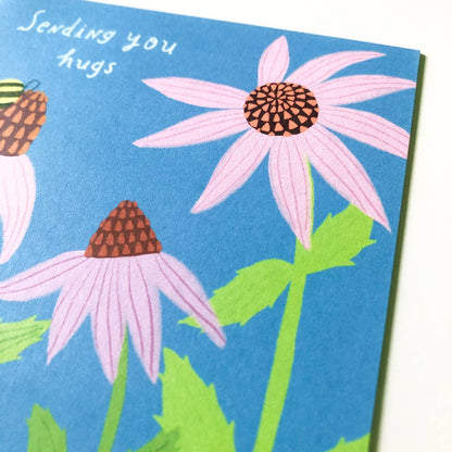 Echinacea Sending Hugs Encouragement Greeting Card