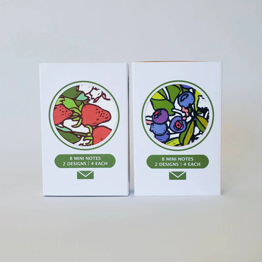 Strawberry & Blueberry Mini Note Card Set of 8 Gift Tags